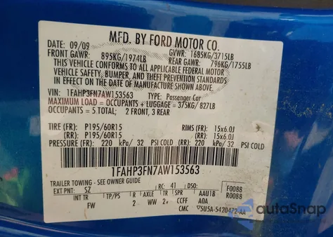 2010 Ford Focus Se from USA, damaged, VIN 1FAHP3FN7AW153563